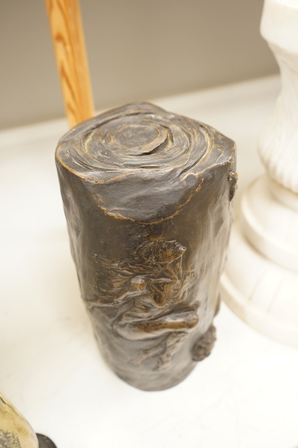 A pair of late 19th century carved marble columns, 40cm